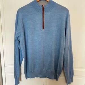 Peter Millar | Men’s | Quarter Zip | Wool / Silk Blend | Sweater | Blue | XL